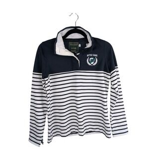 Lansdowne Mens Notre Dame Striped Rugby Pullover XS Navy White Heritage Fan Gear